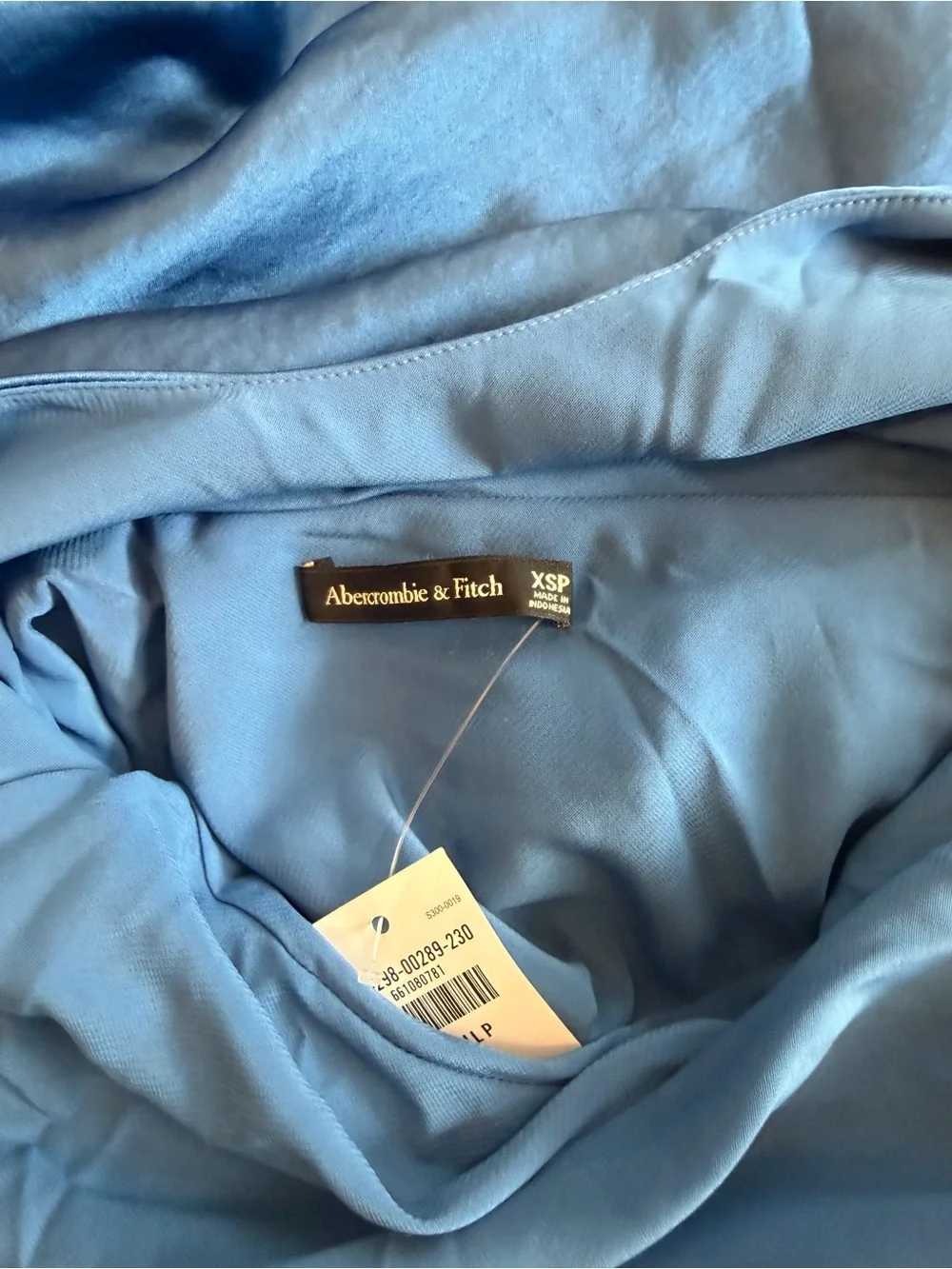 NWT Abercrombie & Fitch Blue Cowl Neck Maxi Dress with High Slit Size XS Petite